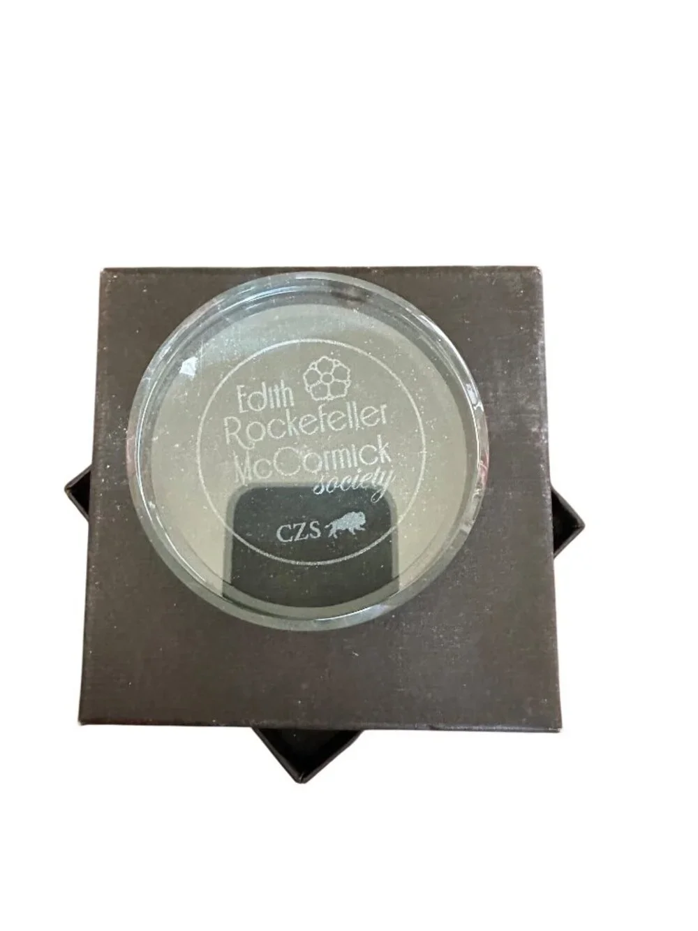 Edith Rockefeller McCormick Society Glass Paperweight With Box - CZS Logo